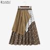 Womens Summer Casual Patchwork Loose Floral Print Long Skirts
