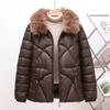Женская зимняя куртка с хлопковой набивкой, пуховик, утолщенный меховой воротник, короткая теплая стеганая куртка