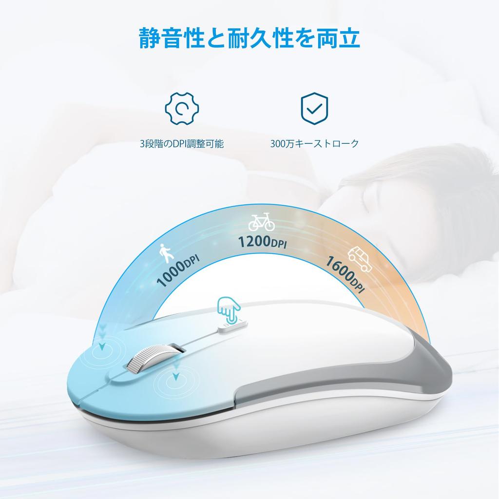 IClever Беспроводная мышь, высокая совместимость с Mac и GMN41S, тонкая, тихая, 2,4 ГГц, легкая, 3 уровня DPI, энергосберегающая, точная, компактная,