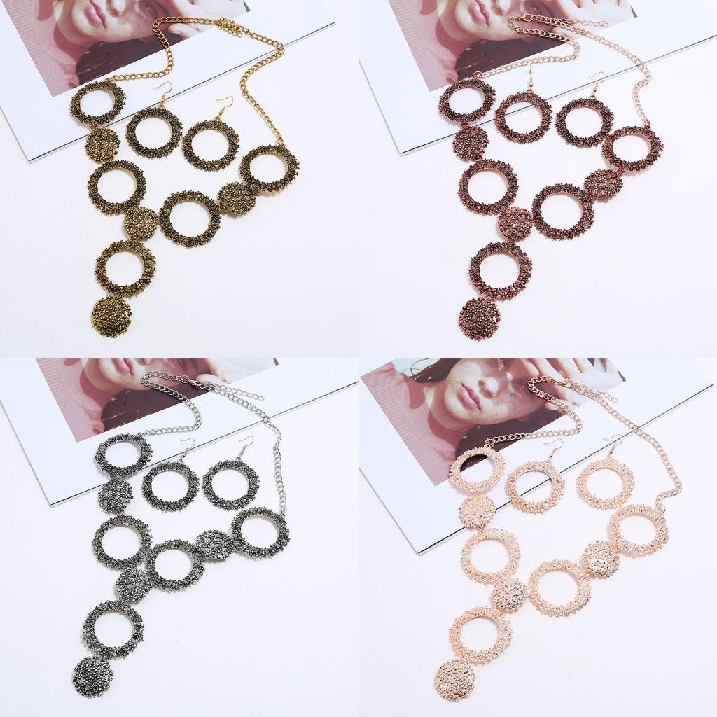 Vintage Art Deco Necklace And Earring Set With Alloy Pendant For Retro Fashion Lovers