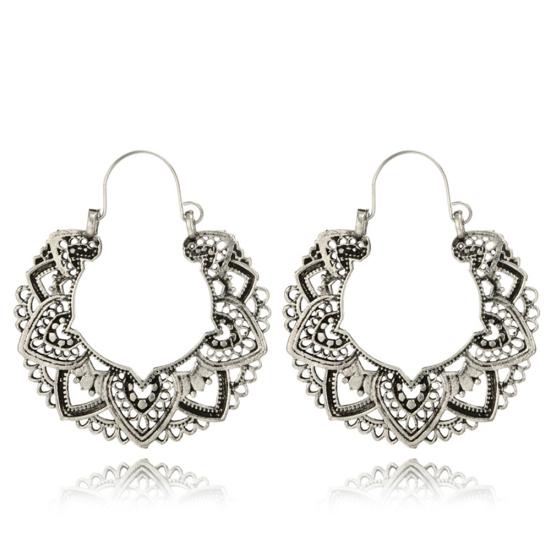 Винтажные женские серьги-кольца с геометрическим узором в виде сердца и лепестков, вечерние украшения, подарок KTY