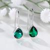 Простые зеленые серьги-капли для женщин, настоящее серебро S925, ювелирные украшения, подарки на годовщину свадьбы или помолвки