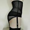Women High-waist Garter Belt Panty 6 Straps Suspender Waspie Waist Cincher Black