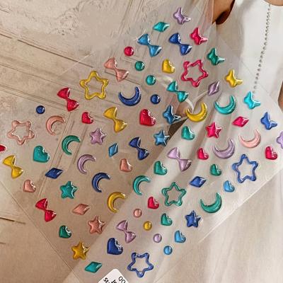 1 шт. Креативная трехмерная рельефная звезда сердце желе декоративная паста музыкальный фестиваль украшение для лица паста милое сердце украшение для ногтей