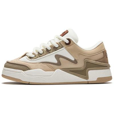 Синтетическая кожа, удобные, универсальные, износостойкие, амортизирующие, нескользящие, низкие, скейтбордные женские кроссовки коричневого и белого цвета 122448081-4