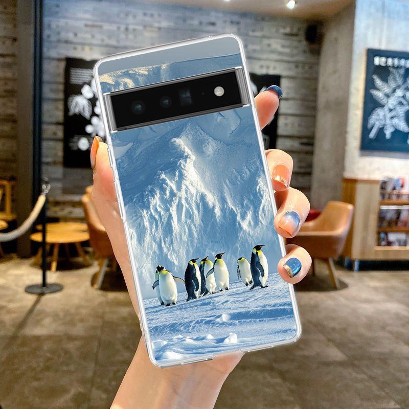Для Google Pixel 10 Pro Прозрачный чехол для телефона Pixel 9 Pro XL Pixel 8 Pro 9A 8A 7A 7 6A 6 Pro Мягкая TPU крышка Снежный пейзаж Антарктиды