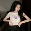 New Summer Internet Celebrity Couple Outfit Reflective Butterfly Short-sleeved T-shirt for Women Short Student Top