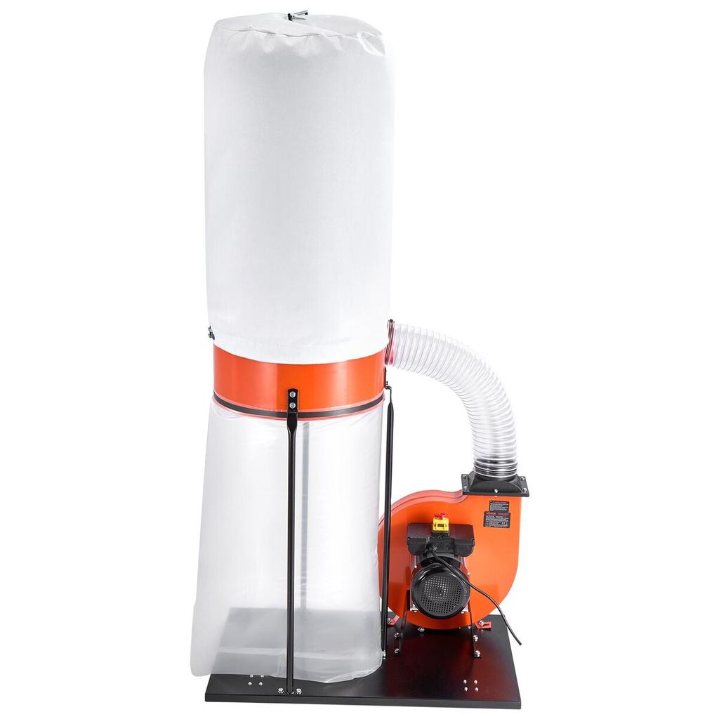 Dust Collector, 1100 CFM 2.5 Micron Vortex Cone Dust Collectors, 1.5HP Sawdust Collection System with132.5L Dusts Collector Bag & 159L Filter Bag,