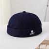 Skull Embroidery Docker Caps Brimless Hats Unisex Solid Sailor Cap Beanie Men Women Bucket Cap Adjustable Dad Hat
