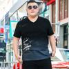 New Gradient Plus Fat Plus Size Men's T-shirt Short-sleeved Summer Fat Man Cool Half-sleeved V-neck T-shirt Pure Cotton