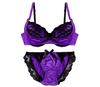 Moca Bunny Фиолетовый F85 Бюстгальтер и трусики Сексуальное сатиновое нижнее белье больших размеров для более крупных гламурных размеров Бюстгальтер и трусики сатиновый F85 Бюстгальтер и женский комплект, 3/4
