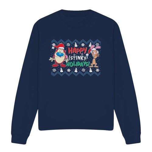Ren & Stimpy Unisex Adult Happy Stinky Holidays Christmas Jumper Sweatshirt