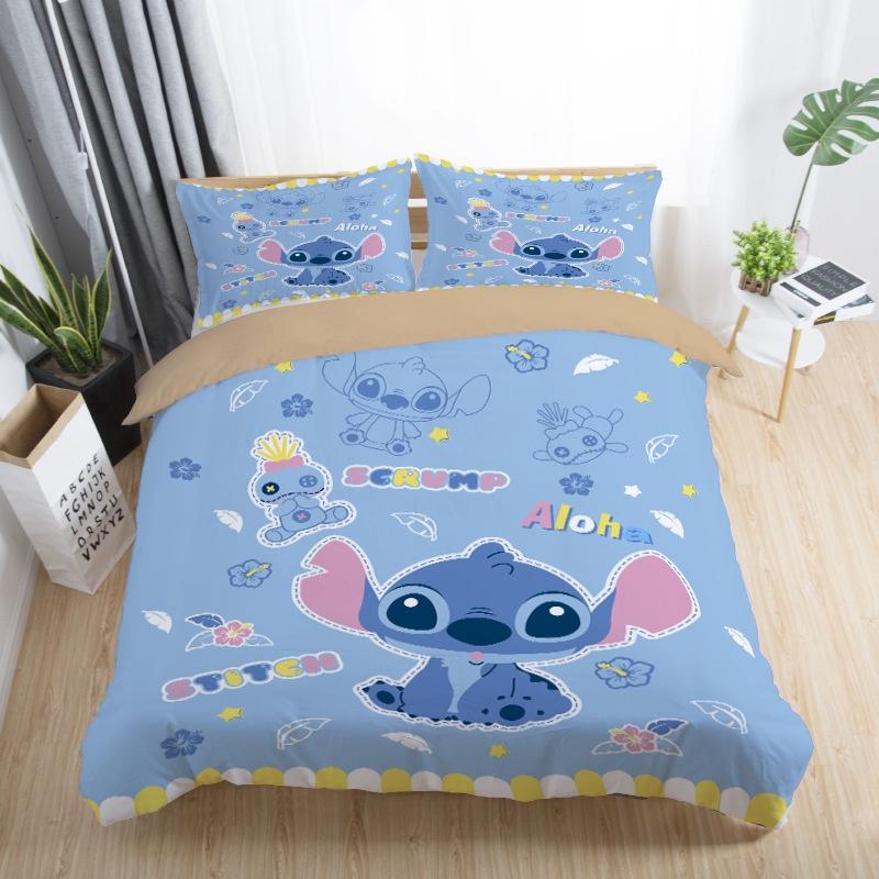 Adorable 3d Cartoon Stitch Anime Comforter With Matching Duvet Cover And Pillowcase