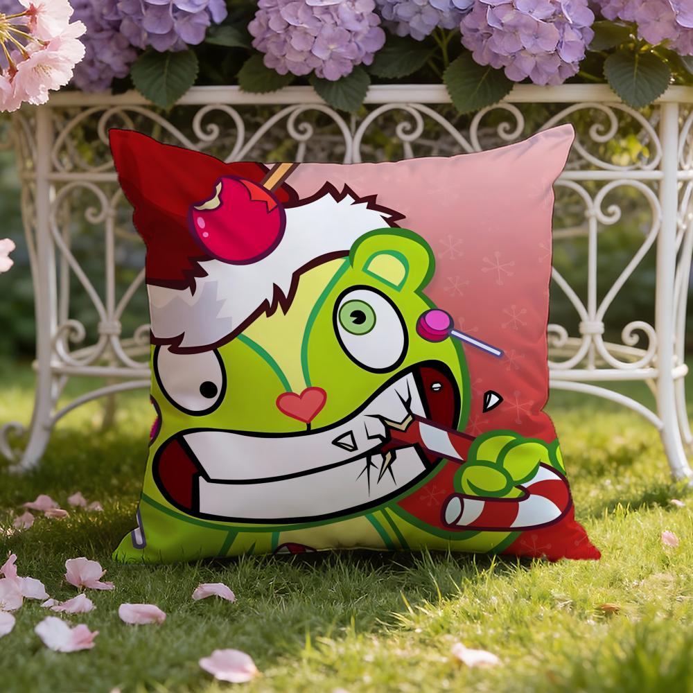 Аниме H-Happy Tree F-Friends Наволочка для подушки Домашняя и автомобильная Двухцелевая наволочка: Двусторонняя конструкция для максимального комфорта