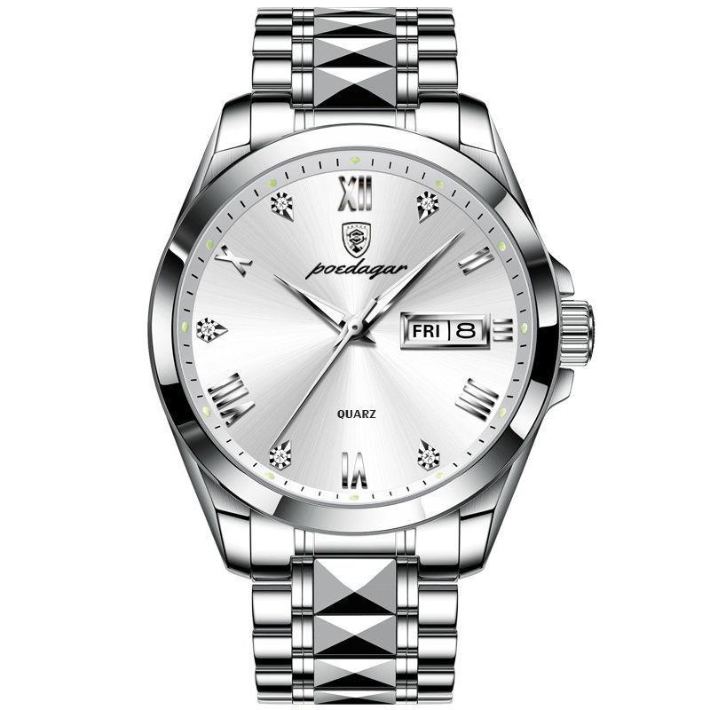 Лучший бренд роскошные мужские наручные часы водонепроницаемые светящиеся мужские часы с датой и неделей из нержавеющей стали кварцевые мужские часы мужские