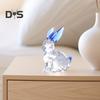 Искусственная хрустальная фигурка кролика, прозрачная коллекционная статуэтка кролика, стеклянное художественное украшение в виде животного, скульптура кролика для домашнего офиса, стола, автомобиля