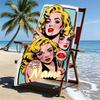 Custom Name Personalized Marilyn Monroe Print Beach Towel, for Trip Camping Beach Party Home Decor, Birthday Gift for Family & Friends