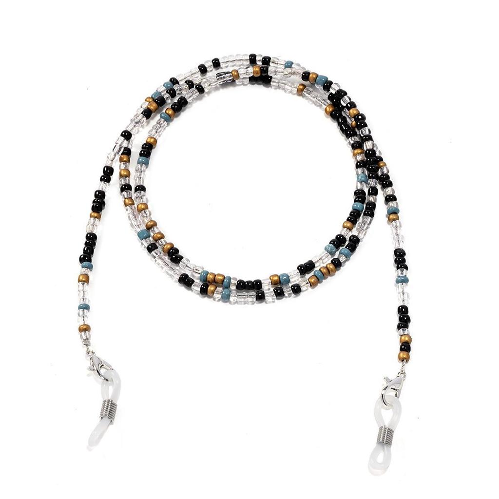 Цепочка для очков и маски двойного назначения из разноцветных рисовых бусин