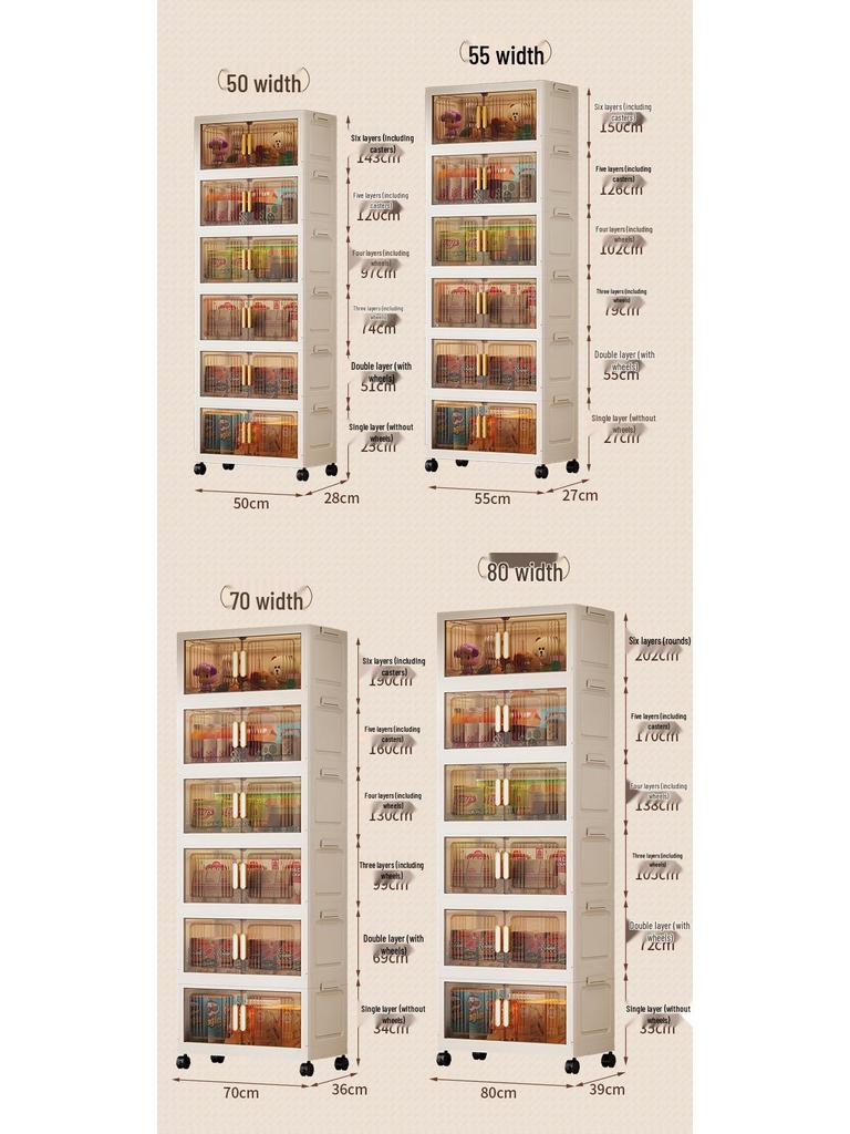 Portable Multi-Layer Folding Storage Cabinet for Kitchen and Living Room