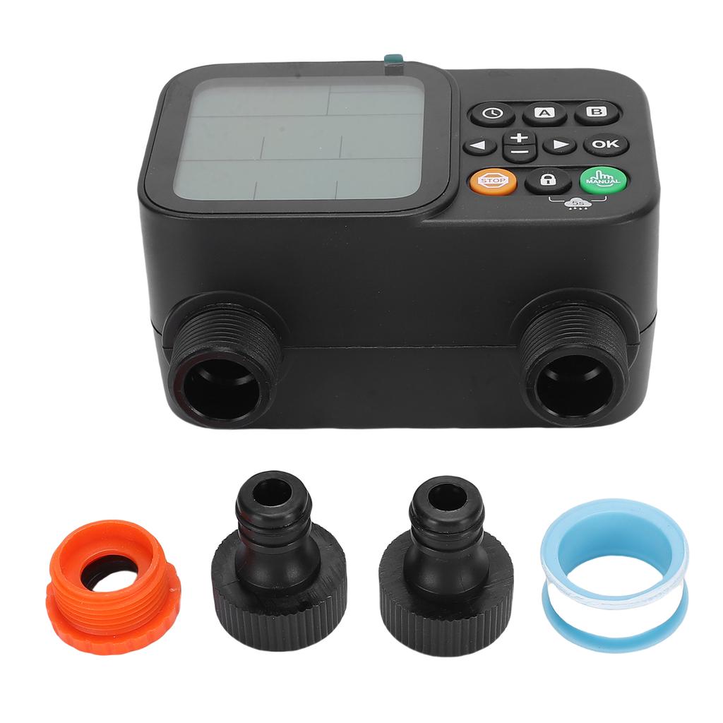 Sprinkler Timer 2 Outlet Programmable Water Timer Automatic Irrigation Controller System with Rain Delay LCD Display