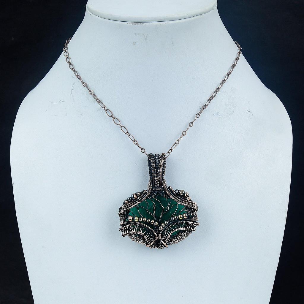 Изумрудная подвеска, Подвеска из медной проволоки 999 пробы, Ювелирные изделия с драгоценными камнями, Подвеска ручной работы, Потрясающие украшения, Подарок для нее