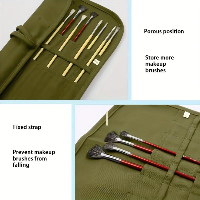 1 шт. Оливково-зеленый холщовый скручивающийся держатель для кистей для рисования с 16 отделениями Органайзер для кистей художника для акварельных кистей и кистей для каллиграфии Портативный держатель для кистей для рисования