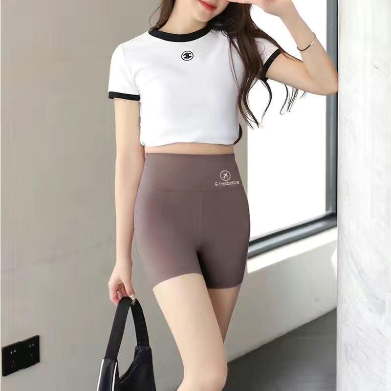 Ice Silk Seamless High Waisted Compression Safety Pants For Women's Four Cornered Pants