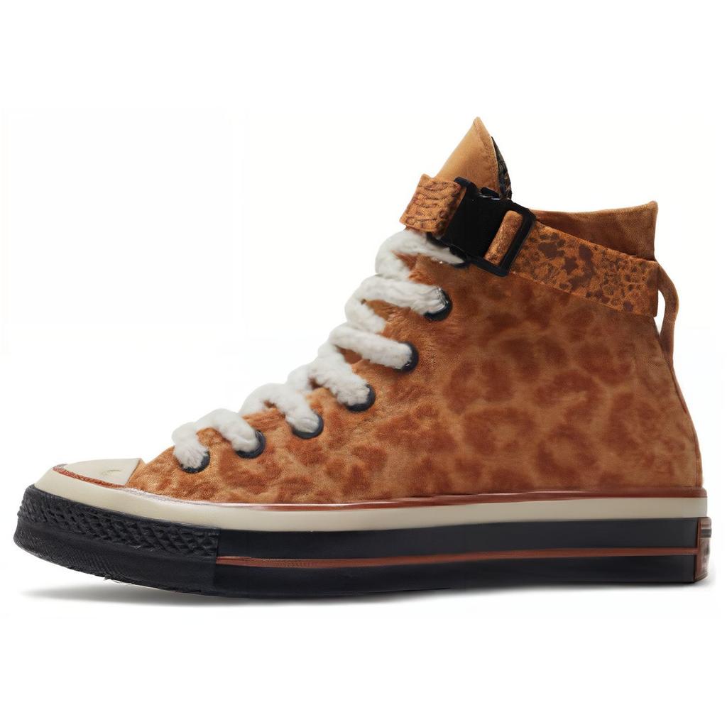 Converse Chuck 70 Fashion Leopard Casual Comfortable High-Top Canvas Shoes Unisex Sneakers Tan A08161C