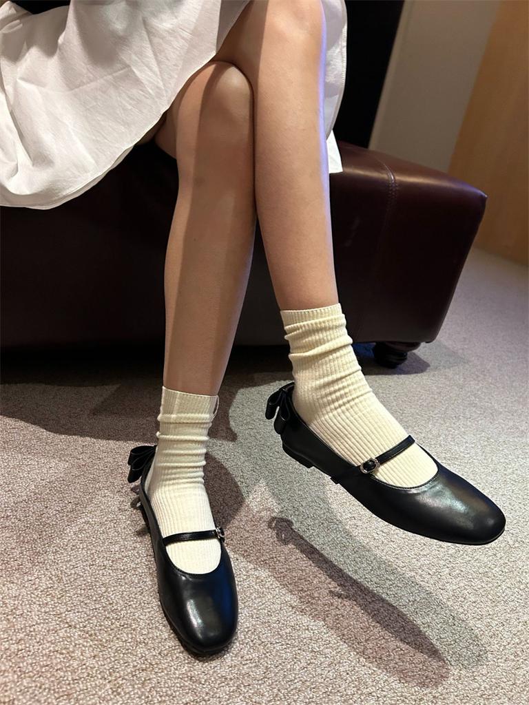 Fashion IPPEUM Flat Shoes Women Ballerina Zapatos Mujer Black PU Leather Mary Jane Round Toe Ballet Flats
