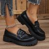 Fashion Rimocy Solid Color Platform Loafers Shoes for Women 2025 Spring New Black Pu Leather Flats Woman Comfortable Slip On Boat Shoes