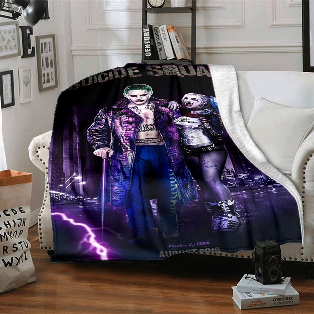 1Pc Suicide Squad Chaos Flannel Blanket, Soft And Comfortable, Casual Warm, Camping Travel, Christmas, Halloween Xmas Gift L1246