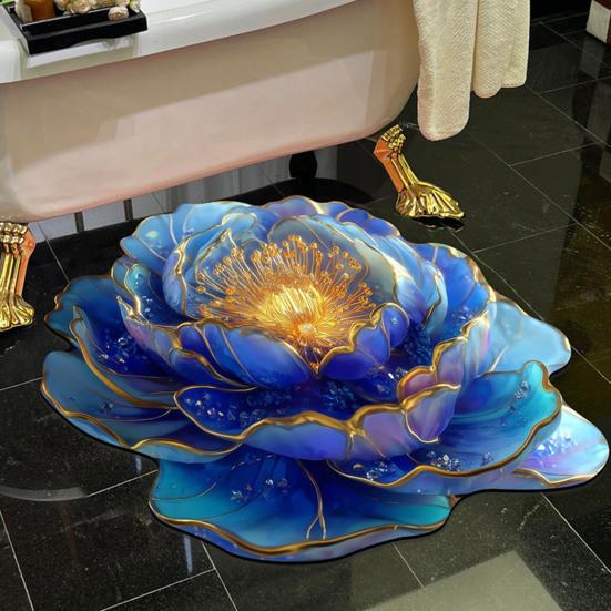 3D Цветочный коврик для пола Нескользящий Впитывающий коврик для ванной Реалистичный коврик с цветочным узором для кухни, спальни, гостиной, прихожей