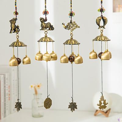 Медный колокольчик ветра, металлический колокольчик на удачу, подвесное украшение, украшение для двора в стиле дзен-колокольчик, украшение для двора в стиле ретро