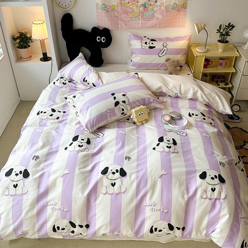 Хлопковое одеяло из четырех частей, простыня из трех частей с рисунком девушки в форме сердца