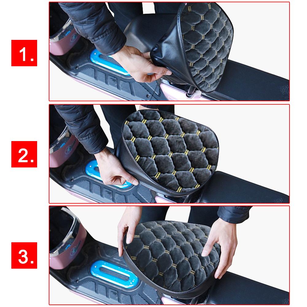 Чехол на сиденье мотоцикла, скутера, электромобиля, мягкий, сохраняющий тепло протектор сиденья, бархатный, утолщенный, губчатый чехол для подушки на зиму