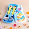 Izoum Infant Baby Shark 3D Spoon Fork Case Set, Mixed Colors, Spoon + Fork + Case