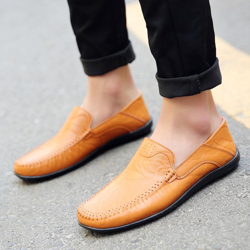 Casual Leather Shoes Men's Soft Bottom Non-slip Loafer Lazy Shoes Driving Shoes Middle-aged and Elderly Dad Shoes