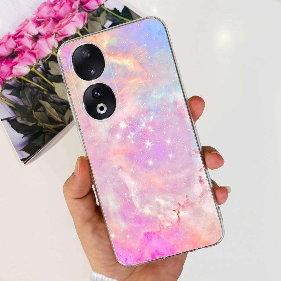 Для Honor 90 / Honor 90 Lite 90 Pro 90 Умный Чехол Роскошный Стильный Мягкий Силиконовый Чехол Красивый Цветок Вишни Fundas Прозрачный Capa