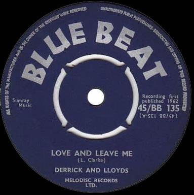 7-дюймовая пластинка DERRICK & LLOYD - Love And Leave Me / Merry Twist BB135 Blue Beat 1962 UK Регги, Ска и Даб Б/у