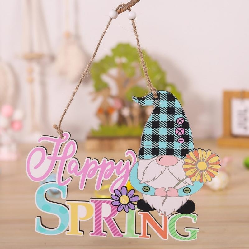 Пасхальная деревянная подвесная табличка Пасхальный деревянный венок табличка Счастливой Пасхи/Весны Дверная табличка для входной двери Настенный декор