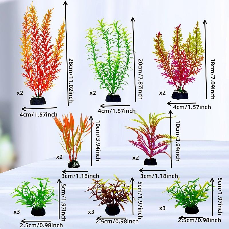 24PC Artificial Aquarium Decor Plants Water Weeds Ornament Aquatic Plant Grass Blocking Rings Set Fish Tank Grass Decoration