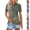 Женская модная повседневная рубашка с короткими рукавами и принтом с лацканами, женские топы на пуговицах