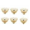 Decor Metal Crystal Lotus Shape Golden Color Brass Diya- Unique Design, Home Decorative Oil Lamp for Puja Set of 6