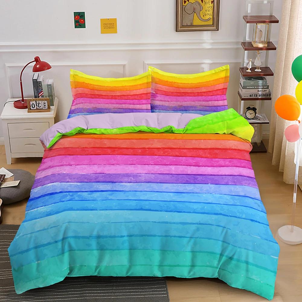 Комплект постельного белья Abstract Rainbow Colorful Queen King Single Duvet Cover Dream Polyester Sofar Covers Pillowcase Soft Bedwear
