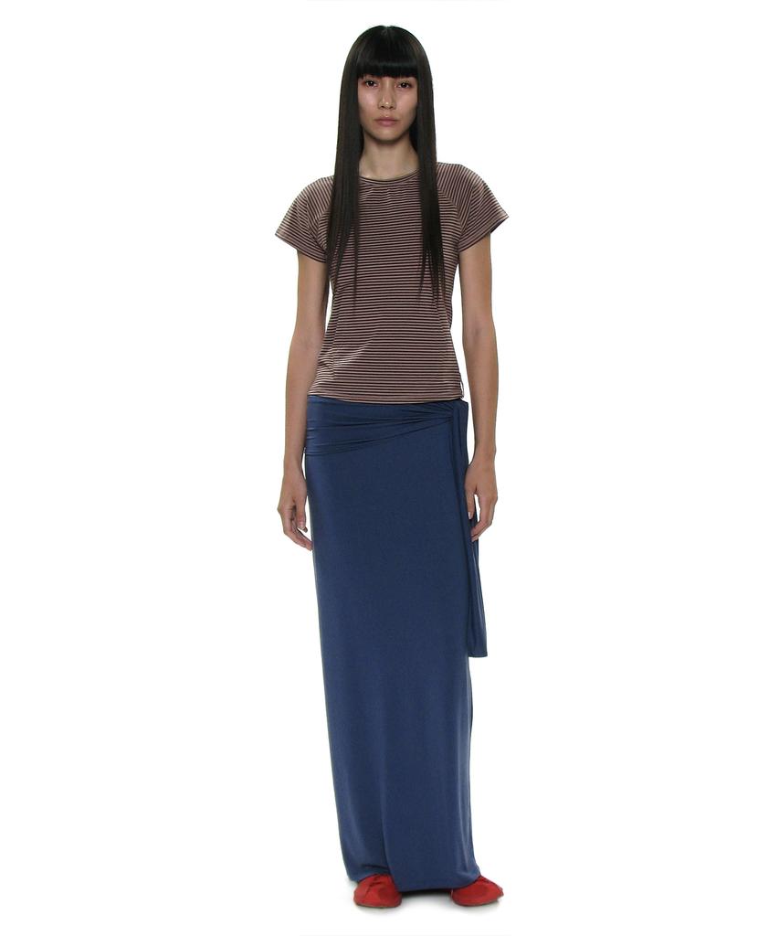 Partimento Woman Pwc Bow Tie Waist Jersey Maxi Skirt_8 Colors