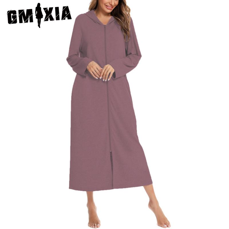 GMXIA Кардиган на молнии Весенние, осенние и зимние пижамы Домашние женские ночные рубашки