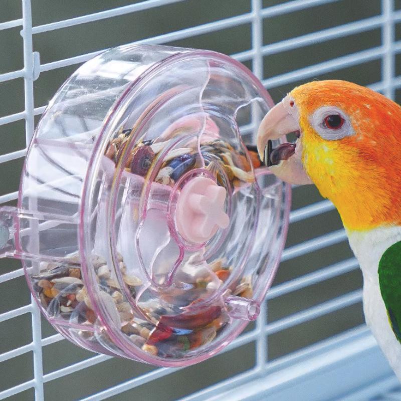 Rotate Wheels Pet Parrot Toys Bite Chewing Birds Foraging Food Box Cage Feeder Birds Accessories