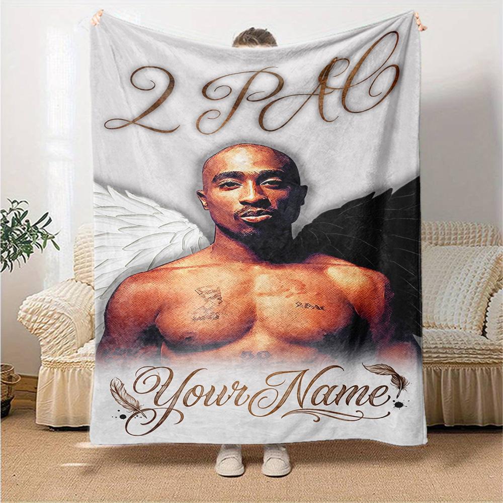 2pac Customize Your Name Blanket Gift Customizable Blanket Ultra-Soft Suitable for Couch Office Nap Living Room Four Seasons Multipurpose