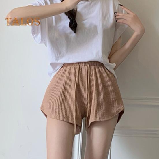 Женские летние спортивные шорты с эластичным шнурком и высокой талией, свободные однотонные мягкие быстросохнущие дышащие женские мини-шорты для бега с резинкой