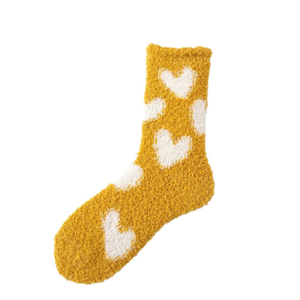 Женские носки средней длины из кораллового флиса: Плотный, Теплый, Не оставляющий ворсинок, Японский стиль для осени/зимы.